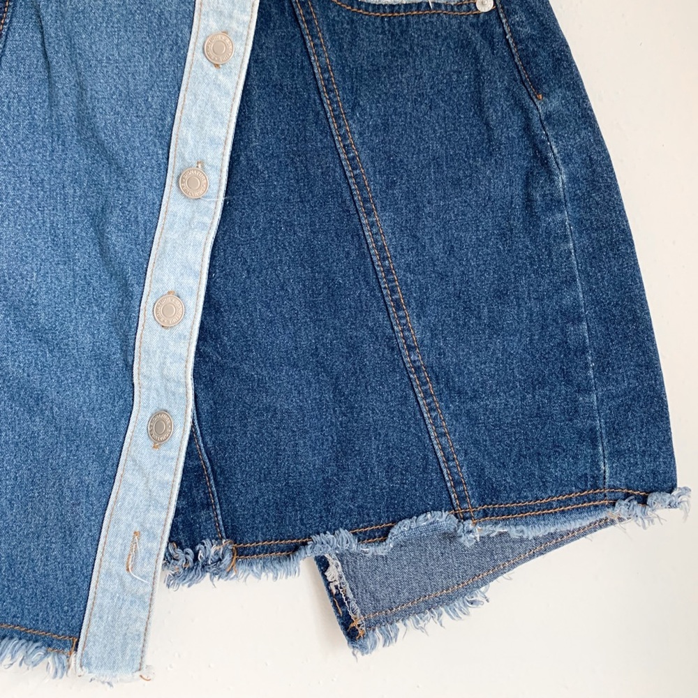 Asymmetrical Patchwork Jean Skirt - image 2